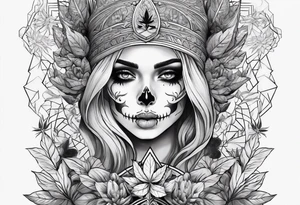Weed skull girl smoke  one land with water tattoo idea