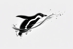 penguin swimming in water, very simple design tattoo idea