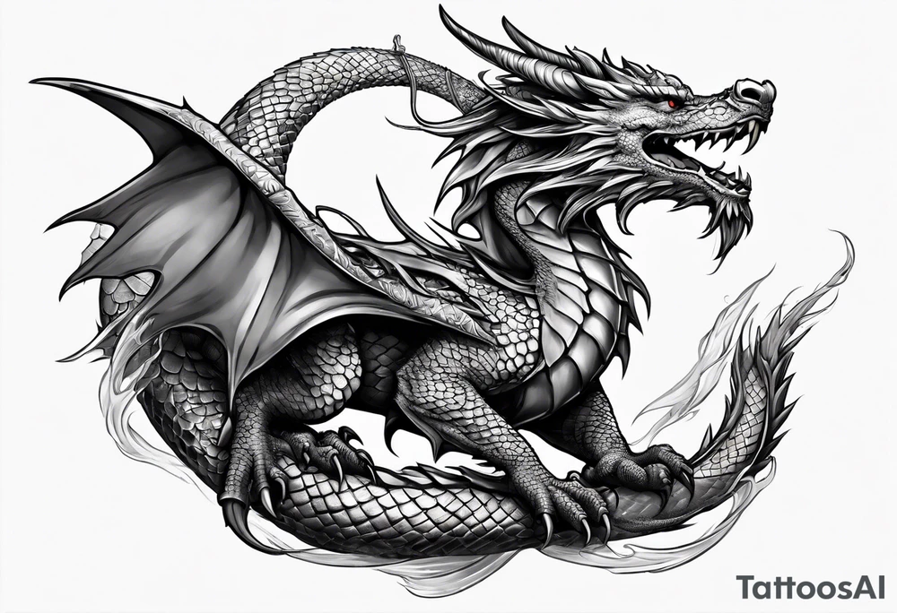 Dragon without wing is wrapped around a sword tattoo idea Dragon without wing is wrapped around a sword tattoo idea
