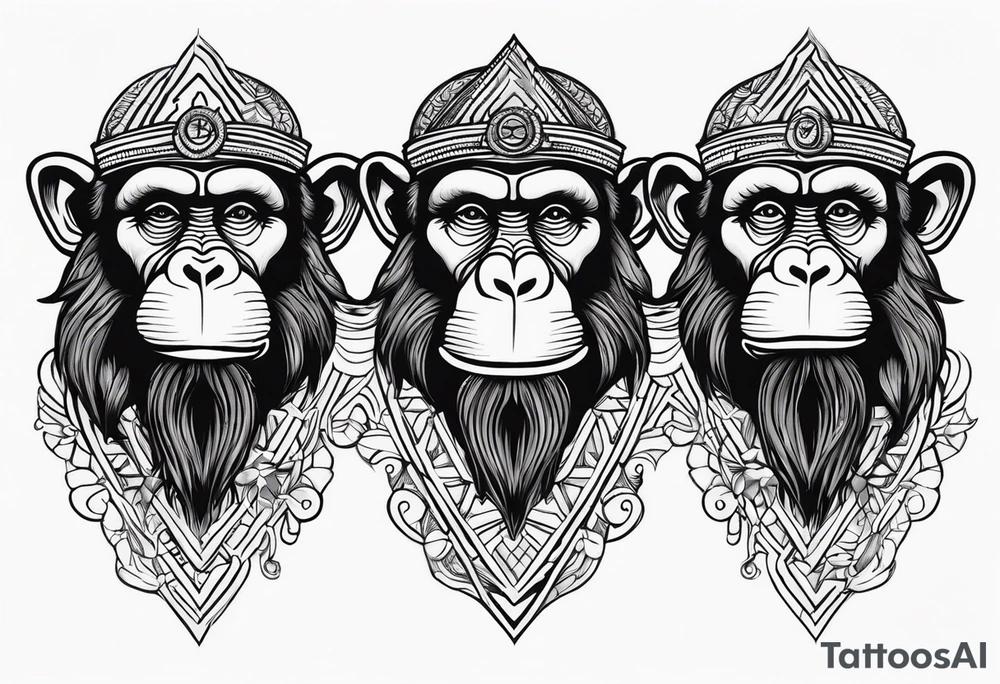 Three wise monkeys: one with his hands on eyes, one with his hands on mouth, one with his hands on ears.
They look wise and cool tattoo idea