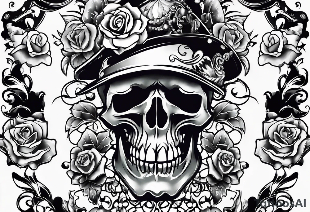 neck tattoo stencil about pain and struggle in new school or polka trash style with funny skulls tattoo idea