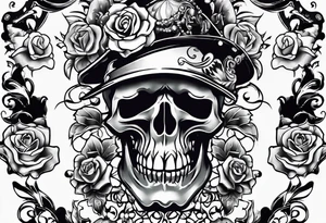 neck tattoo stencil about pain and struggle in new school or polka trash style with funny skulls tattoo idea