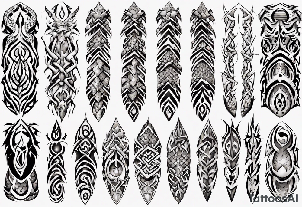 Dragon skin symmetrical tattoo idea