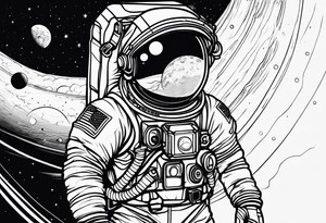 full astronaut, minimalist, simple tattoo idea