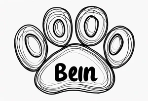 Paw Print with a name Ben tattoo idea