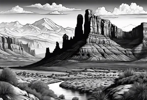 renaissance style Colorado plateau and valley with great vastness tattoo idea