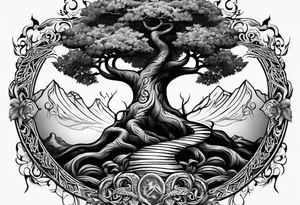 knurly yggdrasil with roots tattoo idea