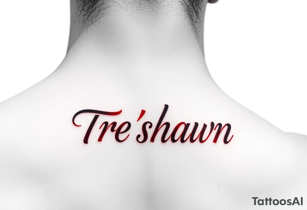 ankle tattoo that’s red  with the name tre’shawn on it tattoo idea