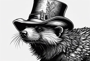 Honey badger wearing leprechaun hat tattoo idea
