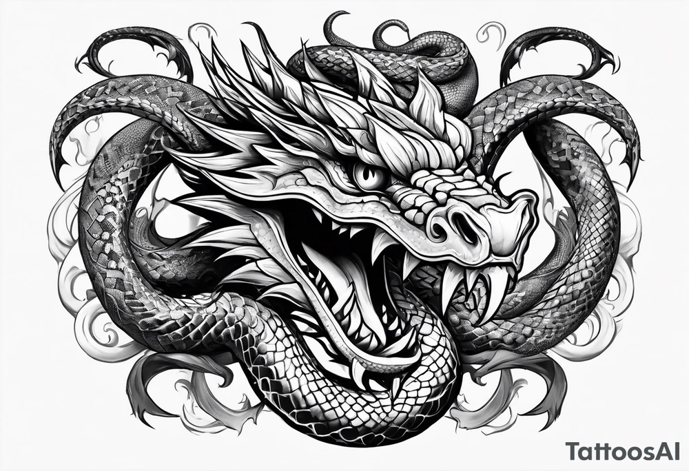 Snake dragon from mexican skull tattoo idea