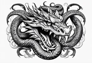 Snake dragon from mexican skull tattoo idea