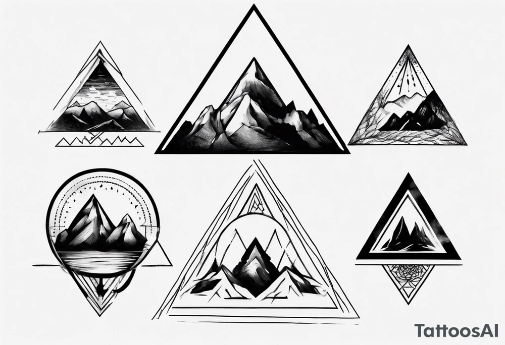 Four peak triangle mountains all connected tattoo idea