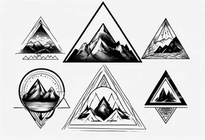Four peak triangle mountains all connected tattoo idea