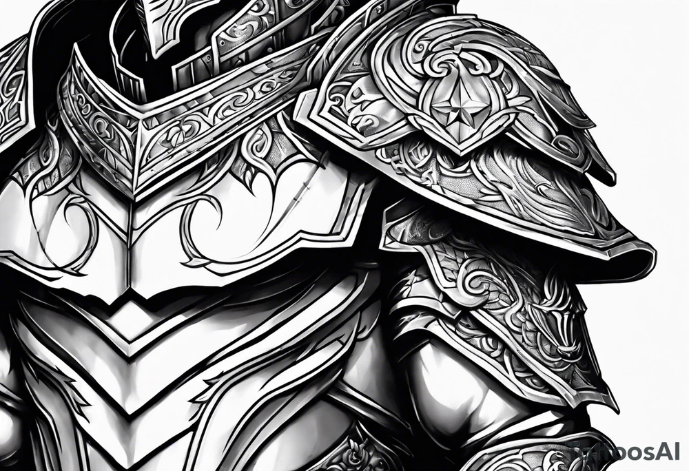 Armor for upper arm and chest tattoo idea