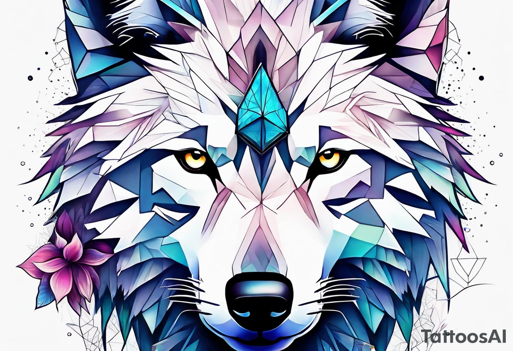 Constellation, animal wolf snow , géométric , flower tattoo idea
