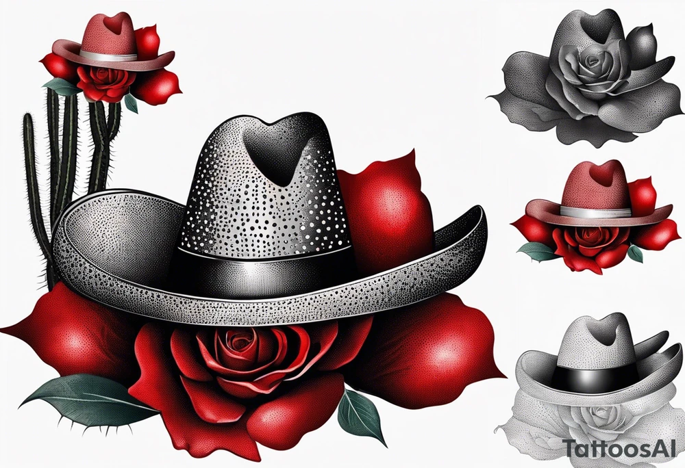 Mexican hat
red rose
day of dead
cactus tattoo idea