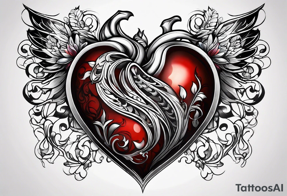 heart tattoo with open in middle tattoo idea