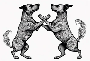two dogs dancing on their hind legs. tattoo idea