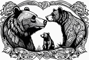 mother bear with cub facing each other looking at each other tattoo idea