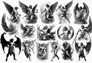 biblical angels 
fighting demons tattoo idea