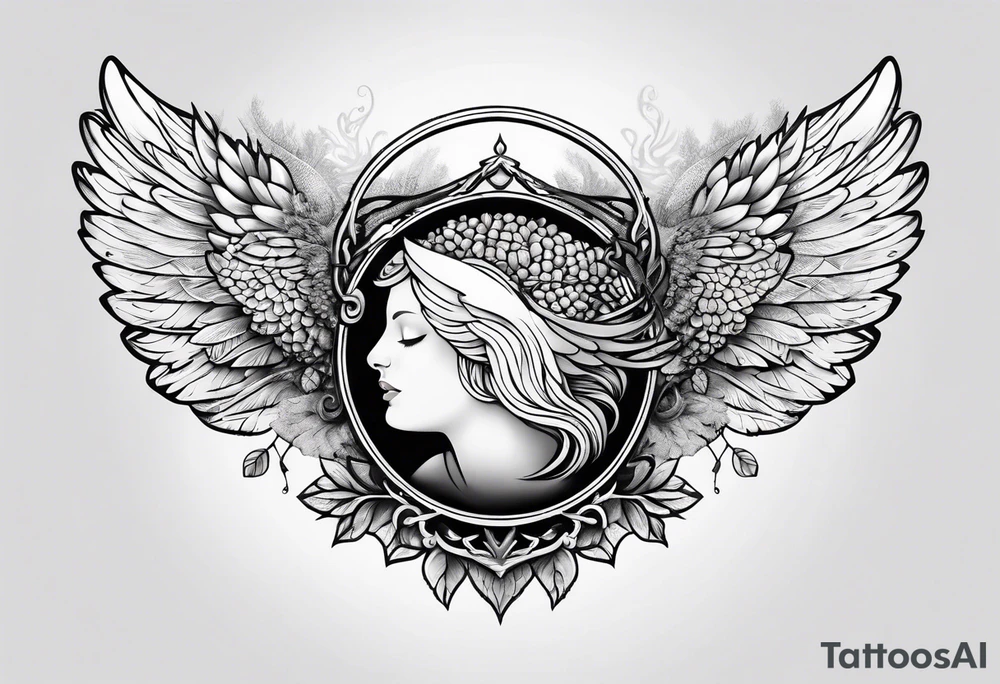 acorn with angel wings and halo tattoo idea