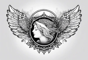 acorn with angel wings and halo tattoo idea