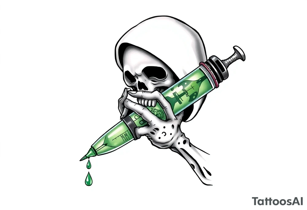 Syringe full of meth potion makes reaper powerful tattoo idea
