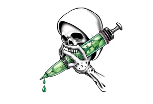 Syringe full of meth potion makes reaper powerful tattoo idea