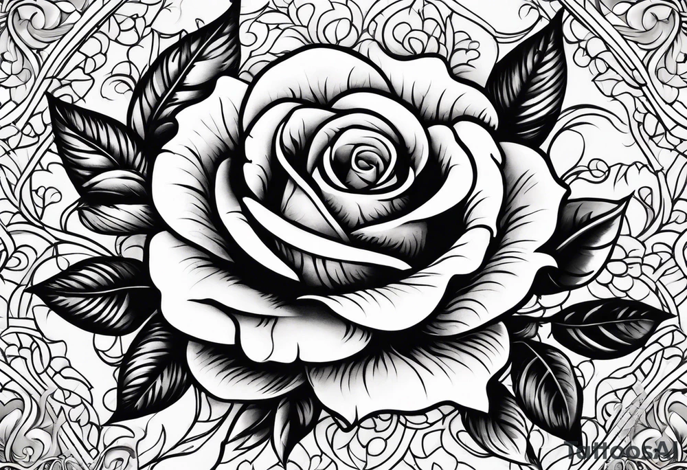 tiny roses shaded with tiny cross in the middle tattoo idea