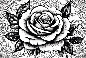 tiny roses shaded with tiny cross in the middle tattoo idea