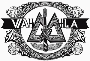 Valhalla sword shield axe Valknut tattoo idea
