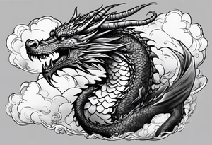 Ancient Dragon groing through Clouds tattoo idea