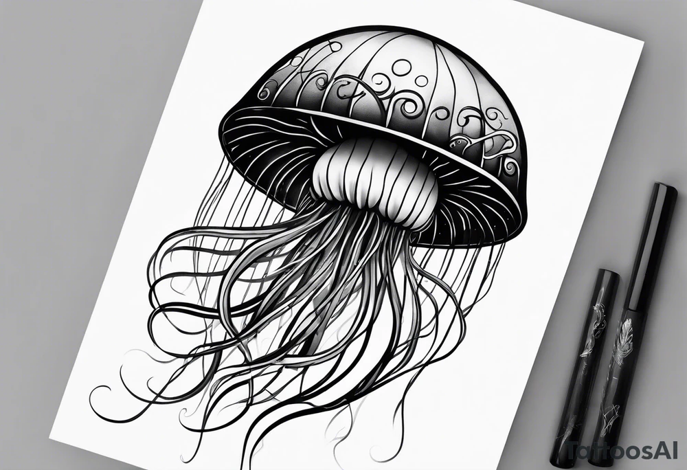jellyfish with a small head and really long tentacles tattoo idea