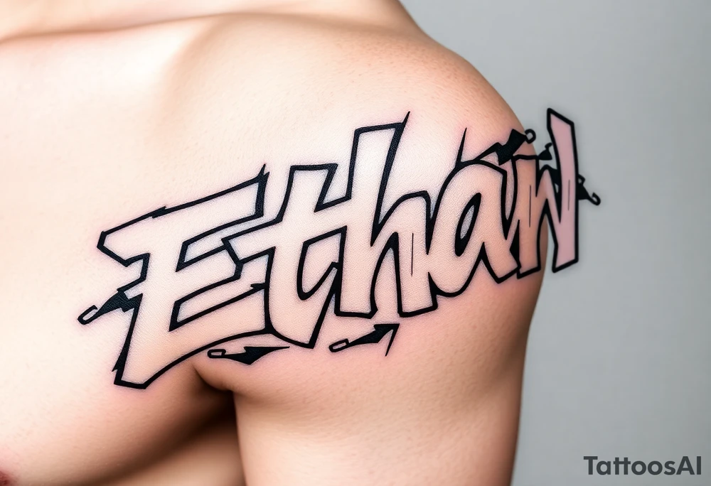 The name Ethan in graffiti tattoo idea