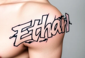 The name Ethan in graffiti tattoo idea
