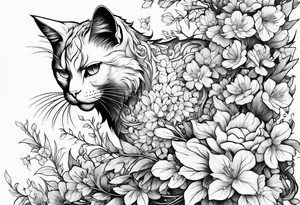 gundam cat covered in flowery vines, forearm tattoo tattoo idea