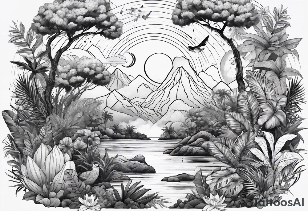jungle and space tattoo idea