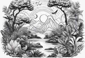 jungle and space tattoo idea