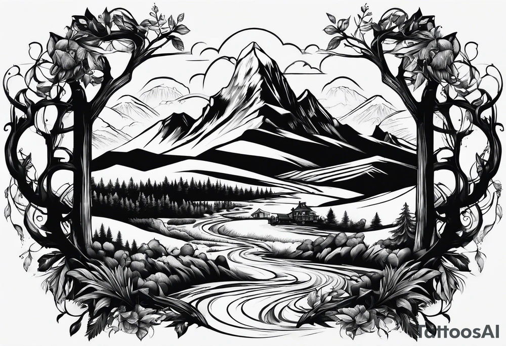 A cross at the end of the wilderness tattoo idea