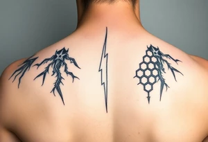 Tattoos with lightning and honeycomb pattern tattoo idea