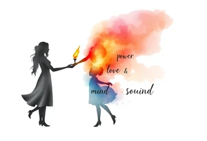 Silhouette of mother passing a flame to two daughters. Make the flame in watercolor motif and the silhouettes simple. Incorporate the words power, love and sound mind tattoo idea