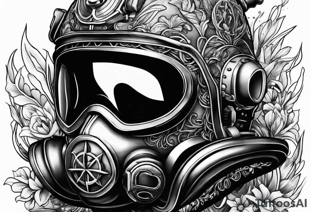 Scuba dive helmet tattoo idea