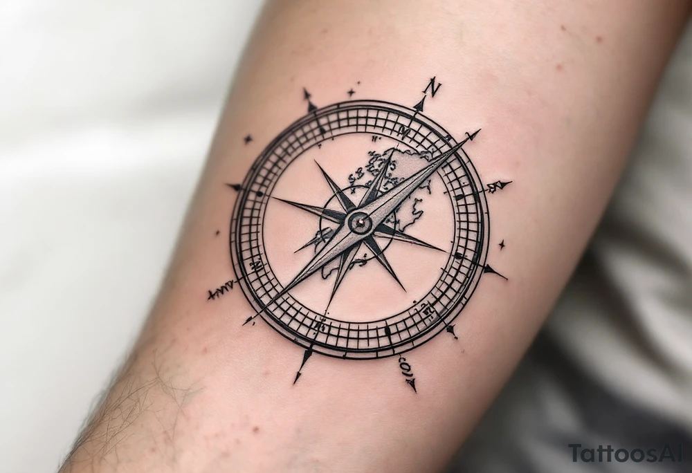 world map compass/clock tattoo idea