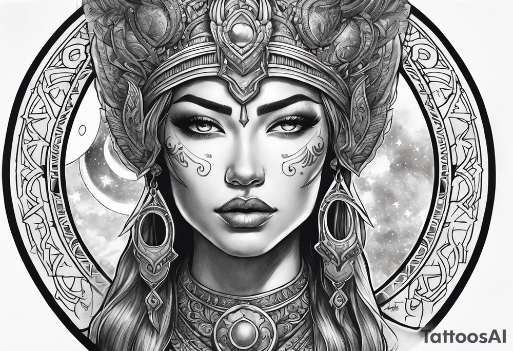 Moon warrior goddess tattoo idea
