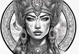 Moon warrior goddess tattoo idea
