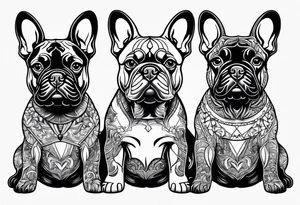three French bulldogs tattoo idea