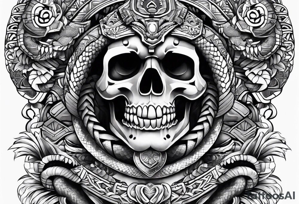aztec snake sleeve tattoo idea