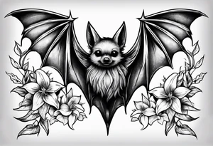Vines flowers bat stars tattoo idea