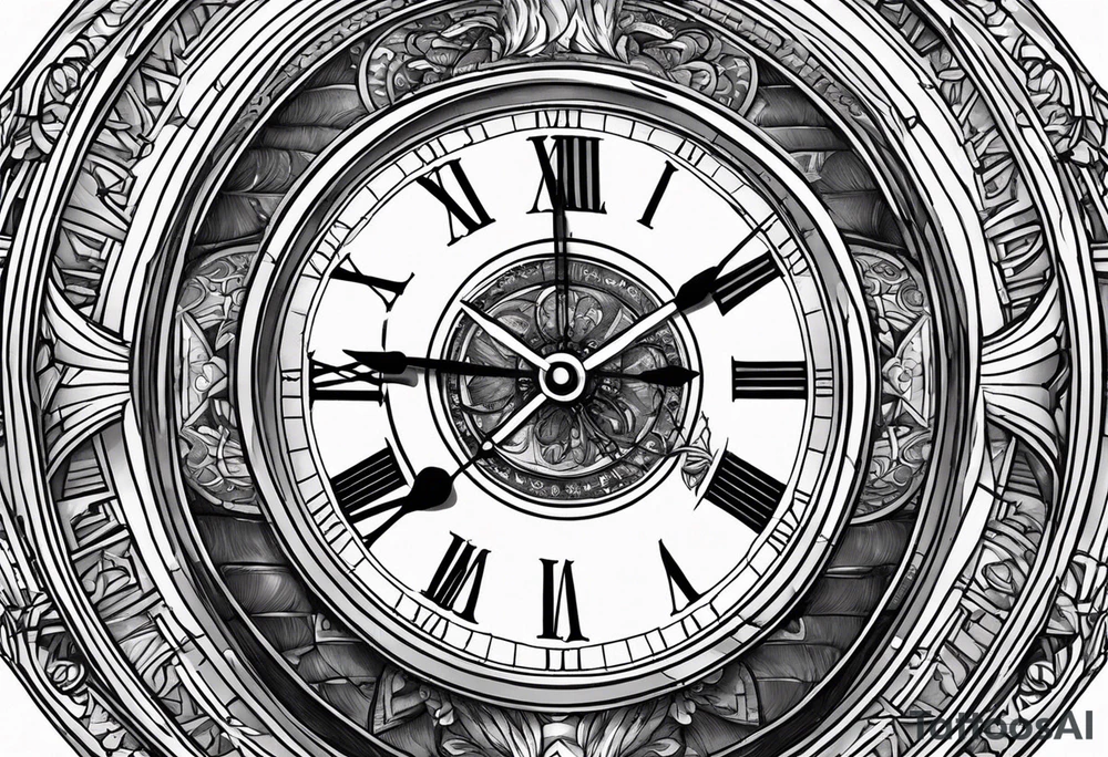 roman numeral clock pointing to the time 10:38am and make it a broken in half clock tattoo idea
