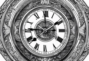 roman numeral clock pointing to the time 10:38am and make it a broken in half clock tattoo idea